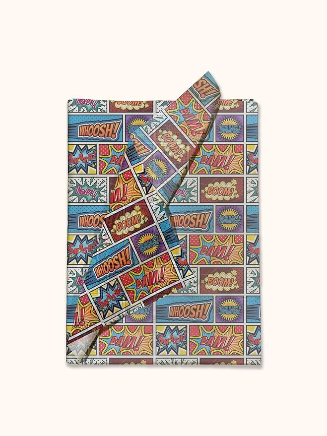 Pro Supply Global Superhero Comic Book Printed Tissue Paper for Boy's Gift Bags or Boxes and Wrapping - Bulk Decorative Art Tissue Paper for Packaging and Gifting | 24 Sheets 20" x 30"