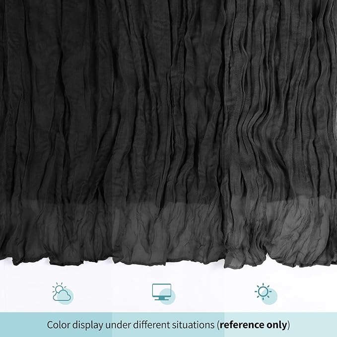 12 Pack Black Cheesecloth Table Runner 17x108 Inch Semi Sheer Boho Gauze Cheese Cloth Fabric Table Runners, for Wedding Party Baby Shower Birthday Home Decor Garden Farmhouse