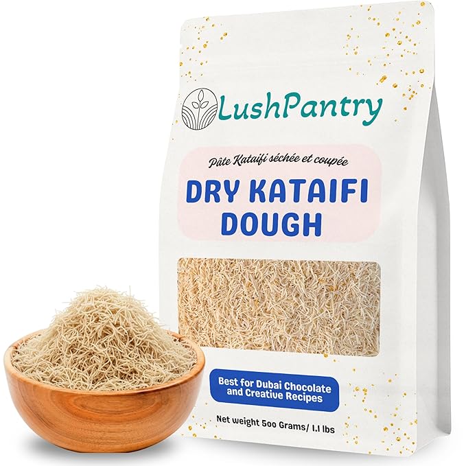 Lushpantry Kataifi Dough, Dried and Chopped for Dubai Chocolate, Kunafa & Baklava, Kataifi Shredded Fillo Dough 500 gr/ 1.1 lb (1.1 lbs, Dry kataifi)