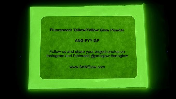 Glow in The Dark Pigment Powder - Neutral and Fluorescent Color for Art Painting, Fine Art, Nail Art Paint, and DIY Crafts - Long Lasting, 10+ Color Options - Fluorescent Yellow - (60 Grams/ 2.12 oz)
