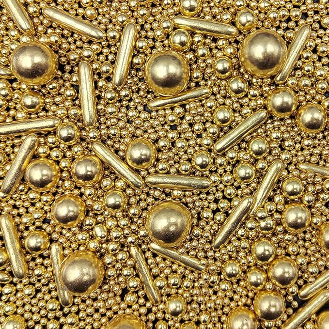 Gold Sprinkles Pearl Sugar Candy Mix Size Baking Cake Decorations Cupcake Toppers Cookie Decorating Wedding Shower Party Valentine Halloween Christmas Supplies 120g/4.23oz