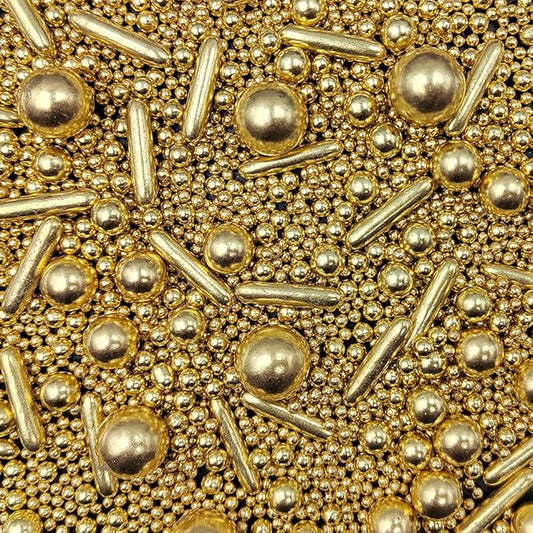 Gold Sprinkles Pearl Sugar Candy Mix Size Baking Cake Decorations Cupcake Toppers Cookie Decorating Wedding Shower Party Valentine Halloween Christmas Supplies 120g/4.23oz