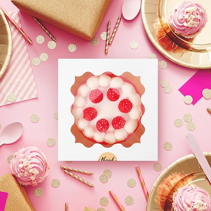 Eupako 6x6x3-Small-Cakes-Boxes - Bakery-Boxes-with-Window-White-Cookie-Boxes-Kraft-Treat-Boxes-Charcuterie-Box for Pastry, Cupcakes, Pie, Donuts