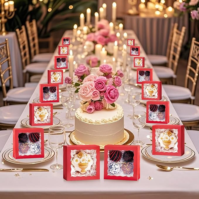 40 Pack Bakery Boxes 4x4x2 Inches Cookies Boxes Mini Bundt Cake Boxes Pie Boxes Cinnamon Roll Treat Box Chocolate Truffle Packing Party Wedding Favor