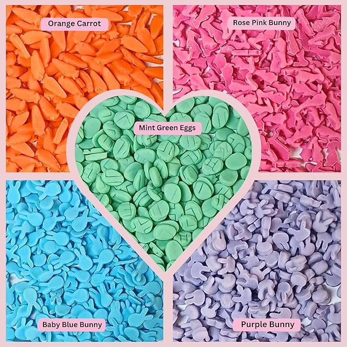 Confect Bunny Sprinkles | Pack of 5 Orange, Silver and Sky Blue, Red Sprinkle I Birthday & Celebration Edible Sprinkles for Cake & CupCake Decoration | Vegan, Gluten-Free, Nut-Free, Soy-Free, Dairy-Free, Palm Oil-Free