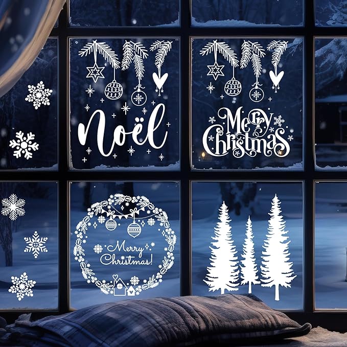 Christmas Stencils for Window Glass Merry Christmas Stencil Reusable Holiday Stencils for Crafts Wood Wall Fabrics Decor