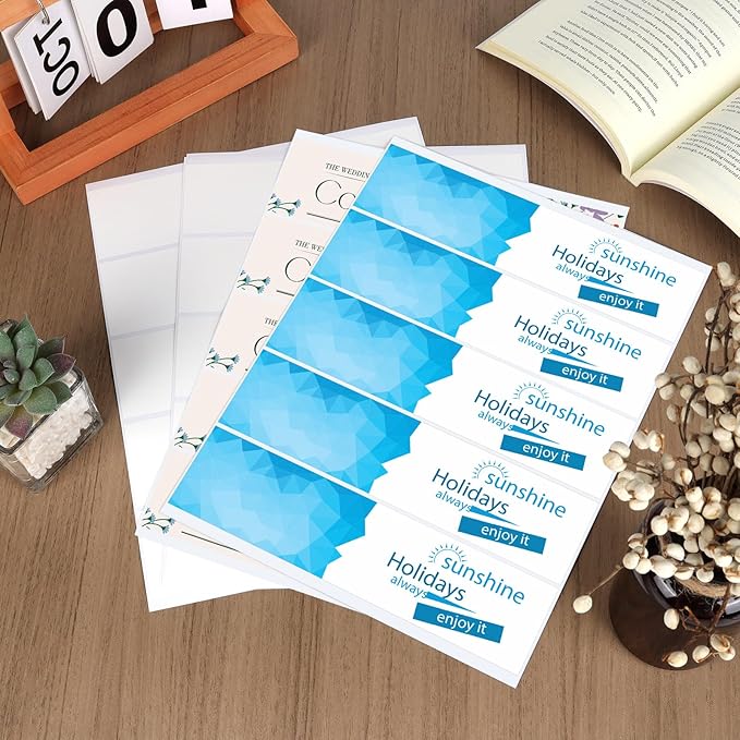 100 Pcs Printable Bottle Labels, 8x2 Inch Glossy White Waterproof Sticker Labels, Printable Adhesive Rectangle Label for Inkjet or Laser Printer