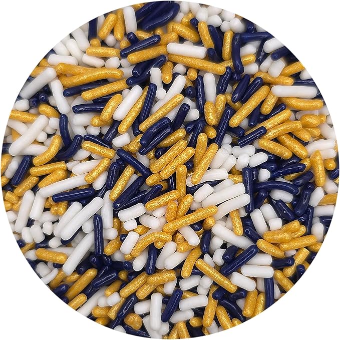 NCS Navy, Gold, and White Jimmies Edible Sprinkles, 8 ounces