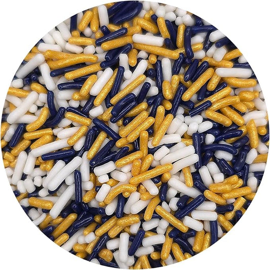 NCS Navy, Gold, and White Jimmies Edible Sprinkles, 8 ounces