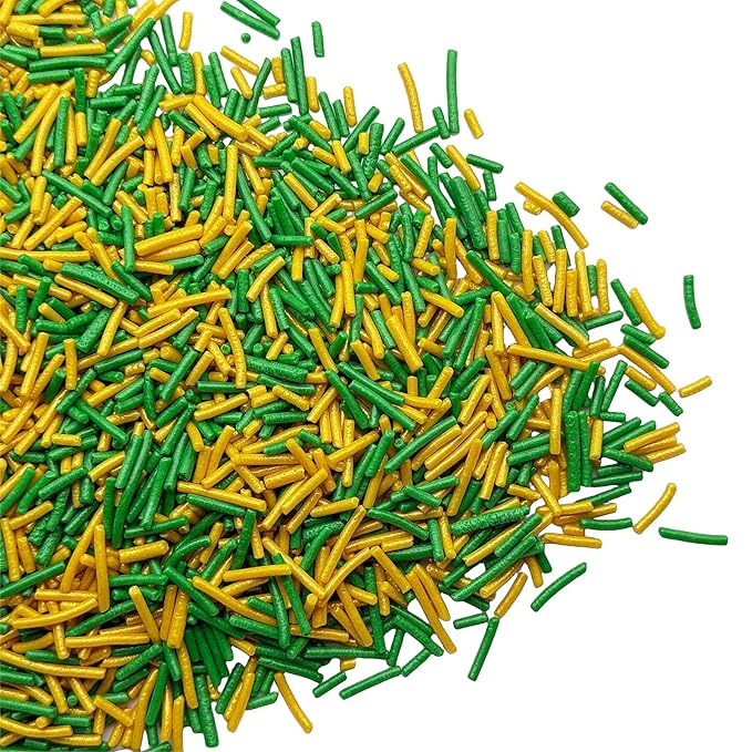 SE Si&Moos Green and Gold Jimmies Sprinkles Gold and Green Sprinkles for Cake Decorating Edible Crunchy Jimmies for Topping Ice Cream, Cookies, Cakes, Cupcakes, Dessert Decorating 3 OZ