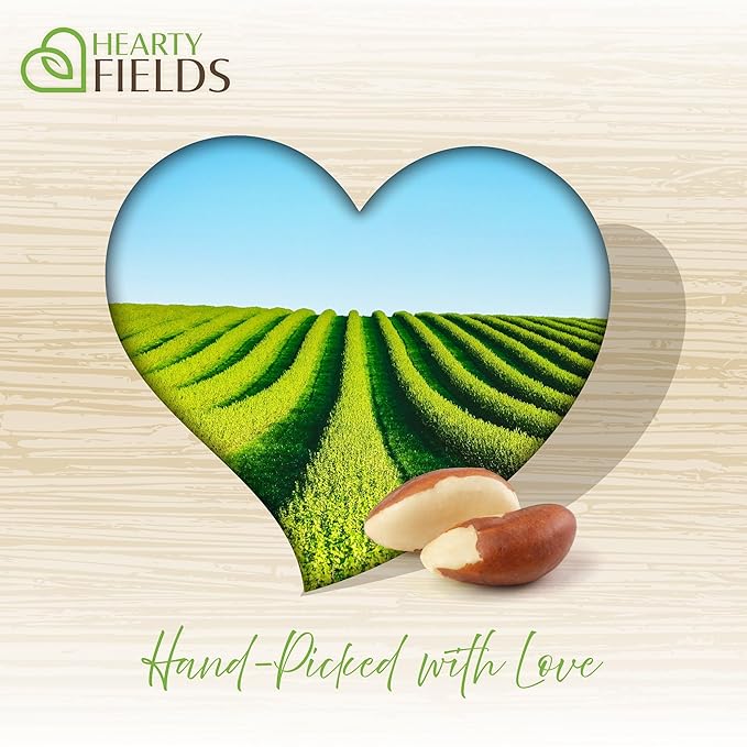 Hearty Fields - Raw Brazil Nuts Unsalted, No Shell, Whole, (16 Oz - 1 LB) Wholesome In Nature - Hearty In Nurture Healthy Protein Food Snack, Food Assortments