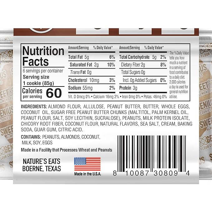 Almond Flour Cookies Peanut Butter, 6 Count (Pack of 1)
