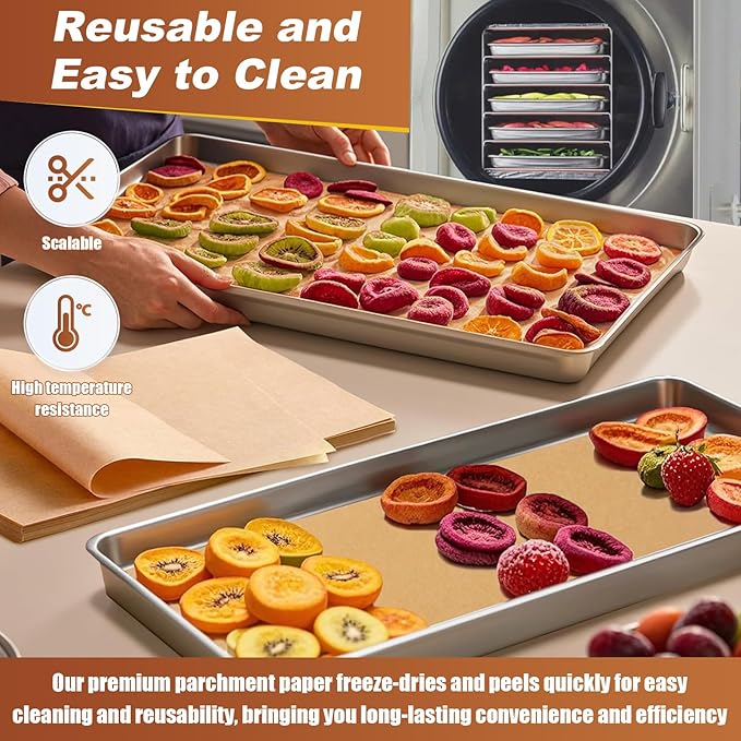 500 Pcs Parchment Paper Sheets for Harvest Right Freeze Dryer, Parchment Paper Sheets-Freeze Dryer Tray Mats for Harvest Right, Freeze Dryer Accessories for Medium Trays Pre-Cut Mats (17" x 6.8")