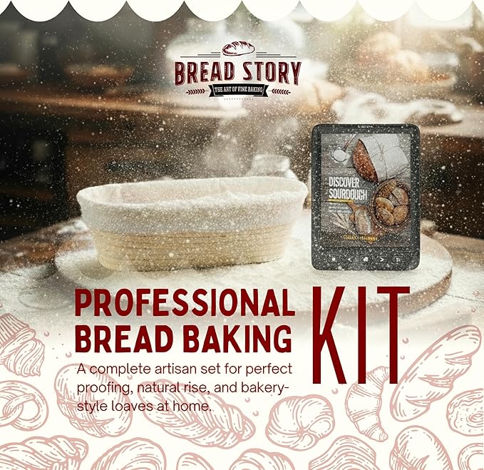 Bread Story Oval Banneton Bread Proofing Basket – 12x5.5" Oval Sourdough Proofing Basket with Cloth Liner – Handmade Natural Cane Brotform Bowl for Rising, Baking & Artisan Loaves