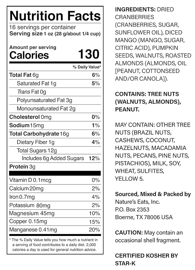 Nature's Eats Nuts for Energy Mega Trail Mix, Oz Assorted 16 Ounce