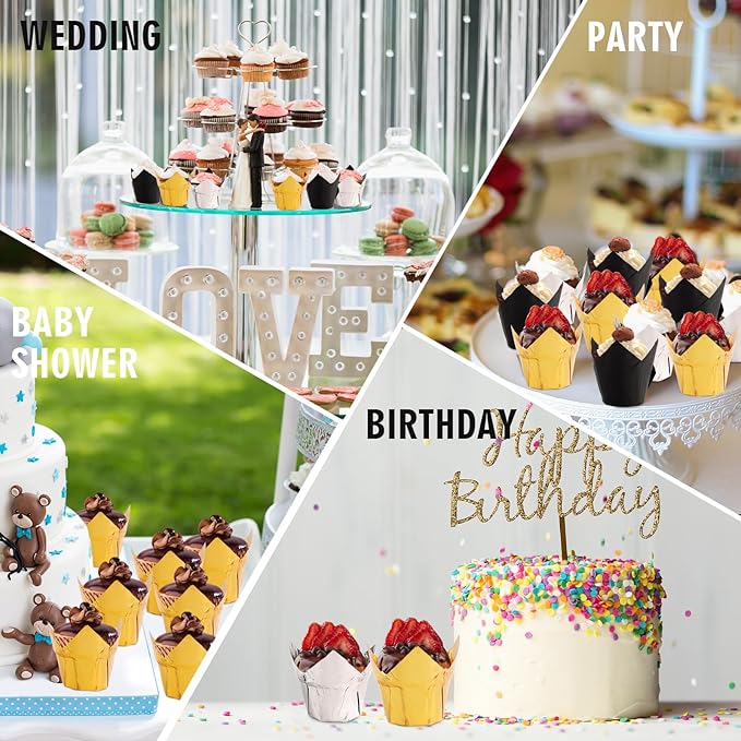 150 Pcs Graduation Tulip Cupcake Liners 2024 Congrats Grad Aluminum Foil Paper Baking Cups Greaseproof Muffin Liners Holders Graduation Cap Cup Cake Paper Cup Tulip Cupcake Wrappers for Party