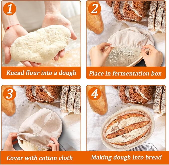 6 inch Oval Mini Banneton Bread Proofing Basket Small Sourdough Bread Baking Supplies Set of 5 Sourdough Starter Kit Baking Gifts