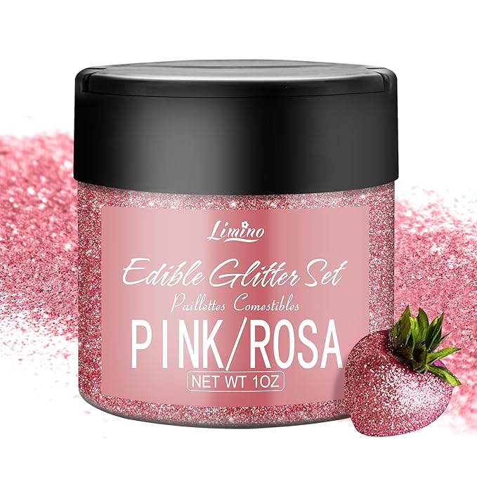 Edible Glitter - 30g Edible Luster Dust Metallic Food Grade Coloring Glitter for Drinks, Baking, Cake Decorating - Edible Dust Powder Shimmer Sprinkle Powder for Icing, Cocktail, Candy (Pink)