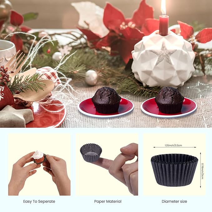 NUOMI Super Mini Paper Baking Cups 1 Inch Cupcake Liners 1000 Pieces Muffin Wrappers, Brown