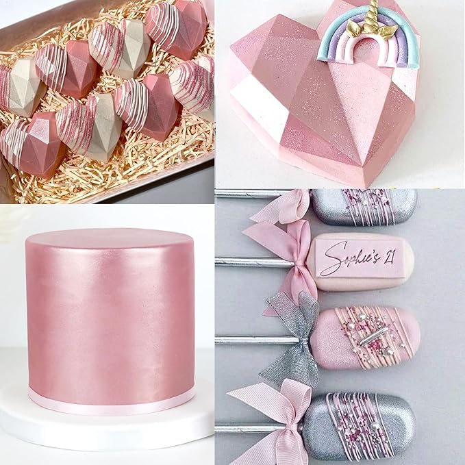 Edible Pink Luster Dust for Cake Decorating – 0.35oz Colaele Gold Shimmering Edible Glitter Dust for Chocolates, Metallic Food Coloring Powder for Edible Glitter for Drinks Cocktails, No Gluten,Vegan