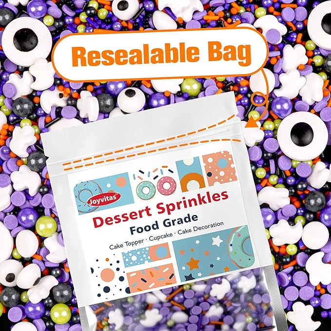 Halloween Mix Type Sprinkles for Cake Decorating, 150g/5.29oz, Edible Candy Eyeballs, Pearl Sugar Sprinkles Mix, Perfect for Cake Decoration, Cupcake Decorations Donuts Toppings