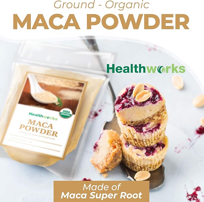 Healthworks Superfoods Organic Maca Powder Raw - 16 Oz / 1 Lb - Certified Organic Flour Use - Keto, Vegan & Non-GMO - Premium Peruvian Origin - Breakfast, Smoothies, Baking & Coffee - Antioxidant