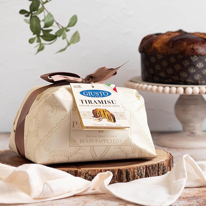 Giusto Sapore Authentic Italian Panettone Filled with Tiramisu Cream - New and Imported from Italy, Family Owned - 28.21 oz