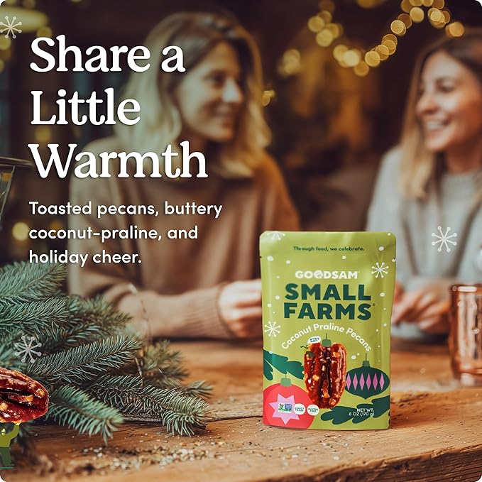 GoodSAM Coconut Praline Pecans | Holiday Snack | Non-GMO | Gluten-Free | Direct Trade | Supporting Small Family Farms | 6oz Pack of 2
