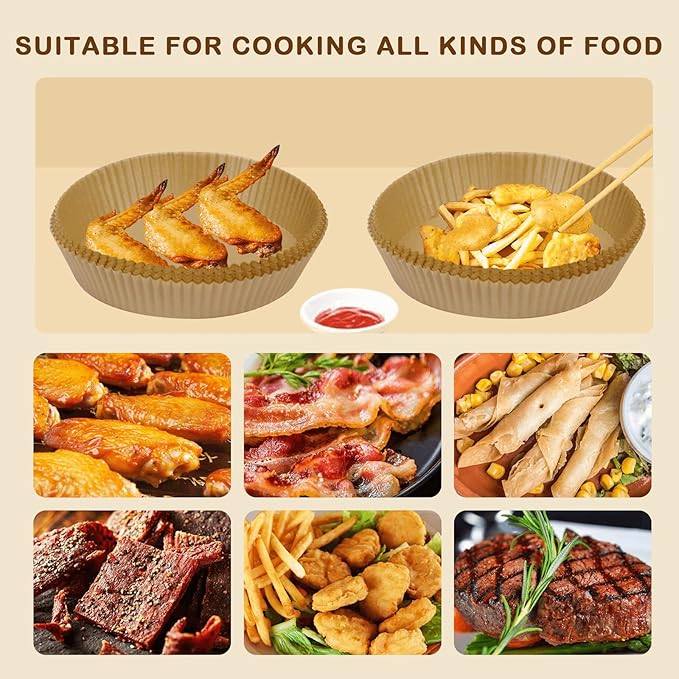 Air Fryer Liners for Ninja Air Fryer, 100 Pcs Disposable Paper Liner for most 4-8QT AirFryer