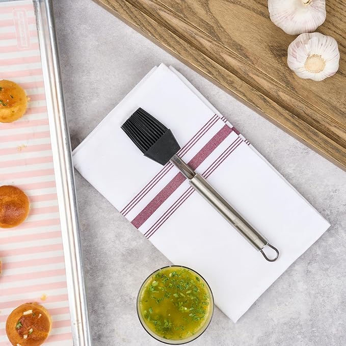Restaurantware-German Standard Pastry Brush, 1 Heat-Tolerant Basting Brush - Dishwashable, Durable, Black Silicone With Stainless Steel Handle, For Baking, Grilling, Glazing