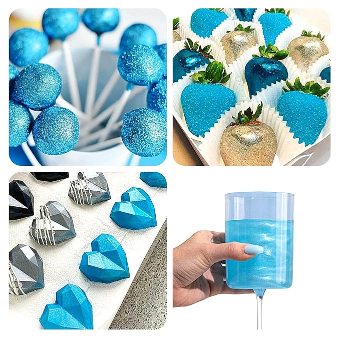 Blue Edible Glitter Spray - 15g Food Grade Blue Luster Dust Shimmer Powder Spray for Cakes, Cookies, Chocolate, Strawberries, Drinks & Cocktails