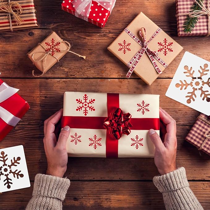 Large Christmas Stencil Template Reusable Plastic Stencils Xmas Decor for Home Decoration Arts Paper Fabric Flag Windows(8 Pcs)