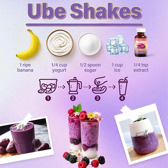 Rylenor 3oz Ube Extract for Baking–Purple Yam Flavoring for Latte, Desserts & Drinks, Ube Flavoring for Ice Cream, Ube Cake, Sugar-Free, Gluten-Free, Alcohol-Free with Dropper