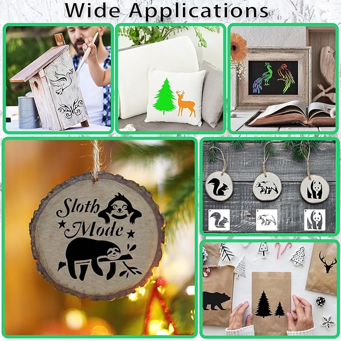80 Pcs 3 x 3 Inch Stencils for Painting on Wood, Reusable Farm & Animal Plastic Stencils DIY Craft Paint Template Set for Wall Home Decor