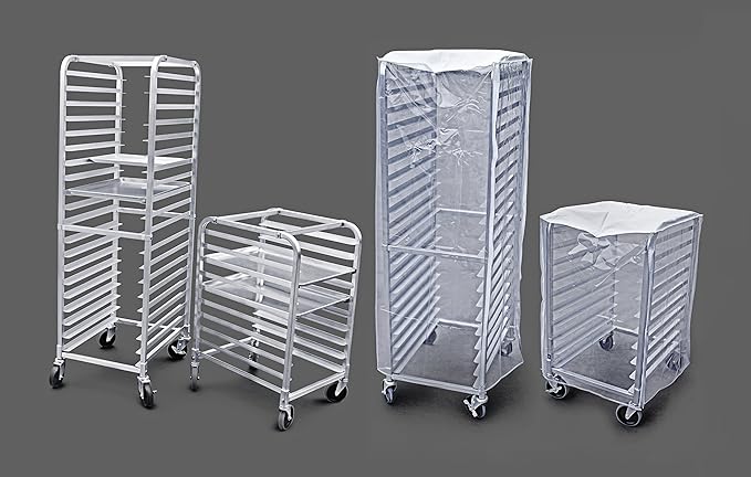 New Star Foodservice 36527 Commercial-Grade Aluminum 20-Tier Sheet Pan/Bun Pan Rack, 26" L x 20" W x 69" H with Brake Wheels Silver