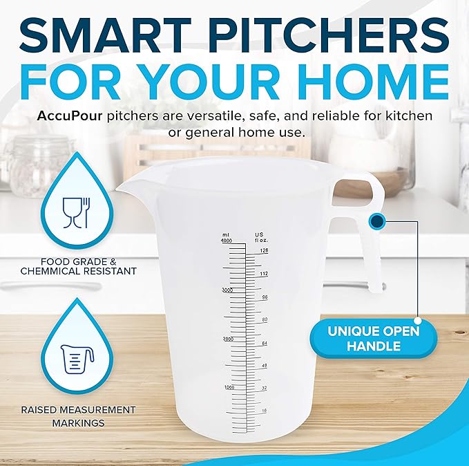 8oz (250 mL) Measuring Pitcher, Plastic, Multipurpose - Great for Chemicals, Oil, Pool and Lawn - Ounce (oz) and Milliliter (mL) Increments (1 cup)