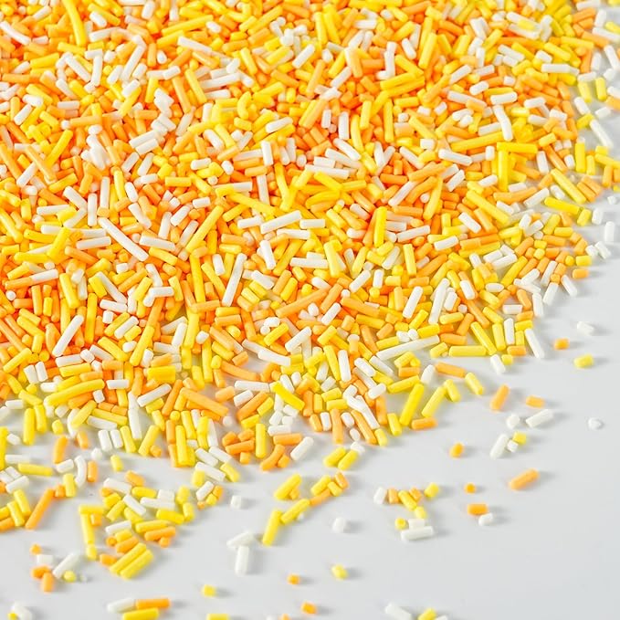 Candy Corn Dye Free Sprinkles, Natural Colors & No Artificial Dyes, Orange Yellow White Jimmies for Baking, Fall Thanksgiving Cake Decorations, Cookies, Dessert Toppings, 4.2oz