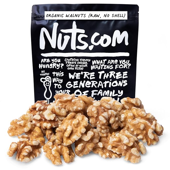 Nuts.com – Organic Walnuts (Raw, No Shell) – Healthy Snack for Adults & Kids, Nutty & Slightly Sweet Flavor, Good Source of Protein & Fiber – Vegan, Raw, Gluten-Free & Kosher Pareve – 2 Pound Bag
