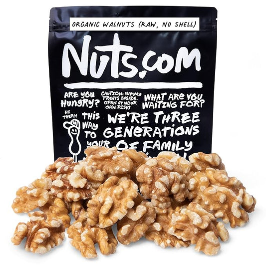 Nuts.com – Organic Walnuts (Raw, No Shell) – Healthy Snack for Adults & Kids, Nutty & Slightly Sweet Flavor, Good Source of Protein & Fiber – Vegan, Raw, Gluten-Free & Kosher Pareve – 2 Pound Bag