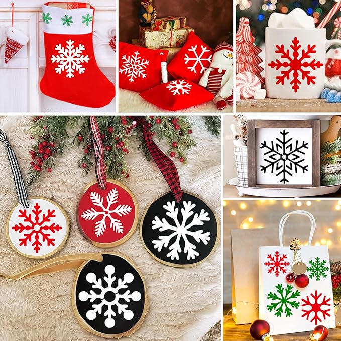30 Pieces Christmas Snowflake Stencil Reusable Plastic Drawing Painting Stencil Winter Holiday Templates Stencils for Crafts Window Glass Wall Cookies (30 Snowflakes)