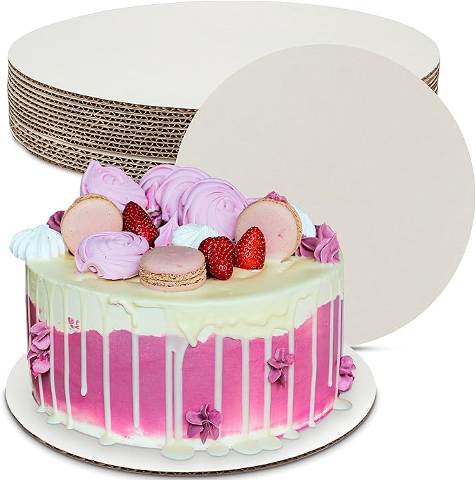 MT Products White Cake Board 14" - Corrugated Cardboard Pizza Circle (Pack of 15) - Made in the USA