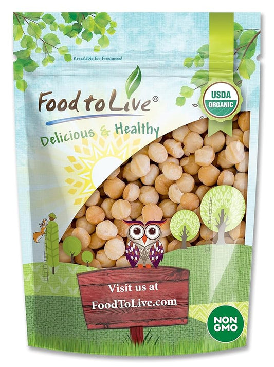 Food to Live Organic Dry Roasted Whole Macadamia Nuts, 8 Ounces – Unsalted, Delicious and Nutritious Snack Made from Premium Non-GMO Nuts, Perfect for Keto and Paleo Diet. Rich Butter Flavor. Kosher