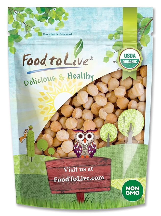 Food to Live Organic Dry Roasted Whole Macadamia Nuts, 2 Pounds – Unsalted, Delicious and Nutritious Snack Made from Premium Non-GMO Nuts, Perfect for Keto and Paleo Diet. Rich Butter Flavor. Kosher