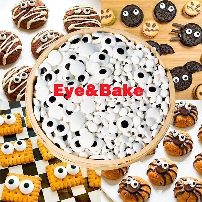 PhilaeEC Mini Candy Eye Eyeball Sprinkle Halloween Edible for Cake Decoration 7MM Eyes Candy Baking Cookie Cupcake Toppers Decoration Halloween Christmas Valentines Supplies