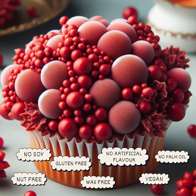 Confect Ruby Red Edible Sprinkles –Asssorted jimmis, Dragees, Sparkling Sugar, Pearls| Decorative Toppings for Cake, Cupcake & Cookie Decorating – Vegan, Gluten-Free, Nut-Free, Soy-Free, Dairy-Free, Palm Oil-Free – 4.2 Oz