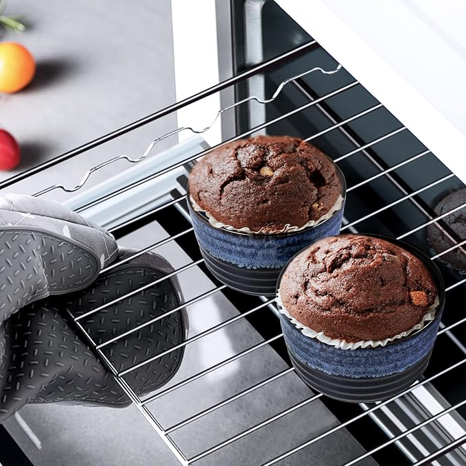 UNICASA Ramekin Set of 4, UNICASA 8 oz Creme Brulee Ramekins, Oven Safe Baking Set for Custard, Pudding, Souffle Cups, Reactive Blue