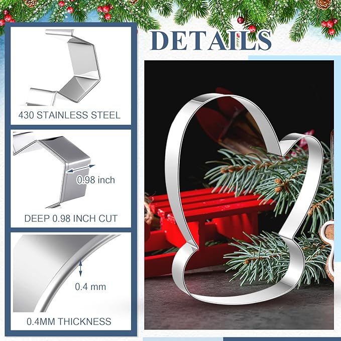 2 Pcs Extra Large Christmas Cookie Cutters 8" Giant Snowflake and Glove Stainless Steel Cookie Cutters for Winter Holiday Baking