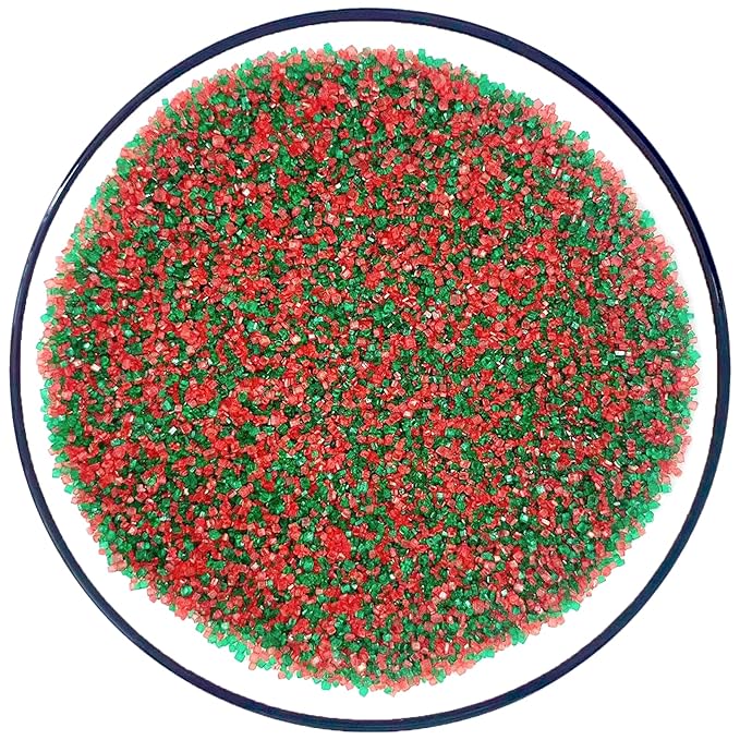PhilaeEC Christmas Sanding Sugar Edible Red Green Sparkling Crystals for Baking Cake Decoration Cookie Ice Cream Cupcake Toppers Wedding Party Valentines Halloween Christmas Supplies 5oz