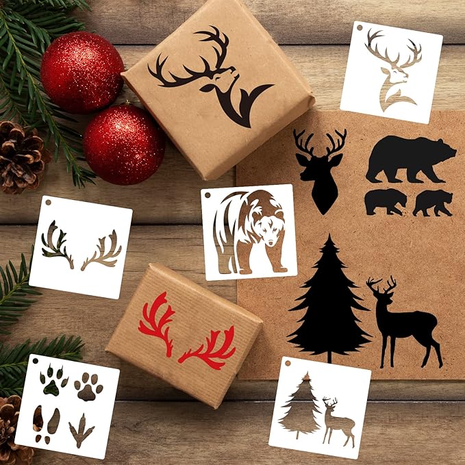 80 Pcs 3 x 3 Inch Stencils for Painting on Wood, Reusable Farm & Animal Plastic Stencils DIY Craft Paint Template Set for Wall Home Decor