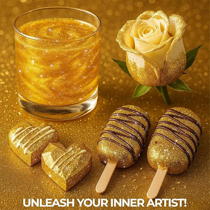 Gold Edible Glitter for Drinks Bulk 20g | Premium Edible Glitter for Cakes, Cocktails, Gold Cake Decorating Decorations Food Grade, Vegan, Kosher, Halal, Gluten Free - Made in USA